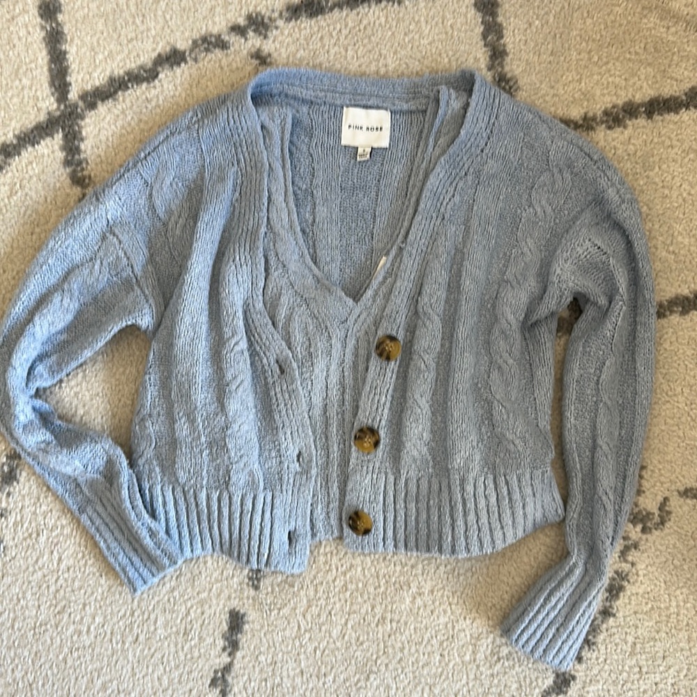 Light blue tank top and cardigan